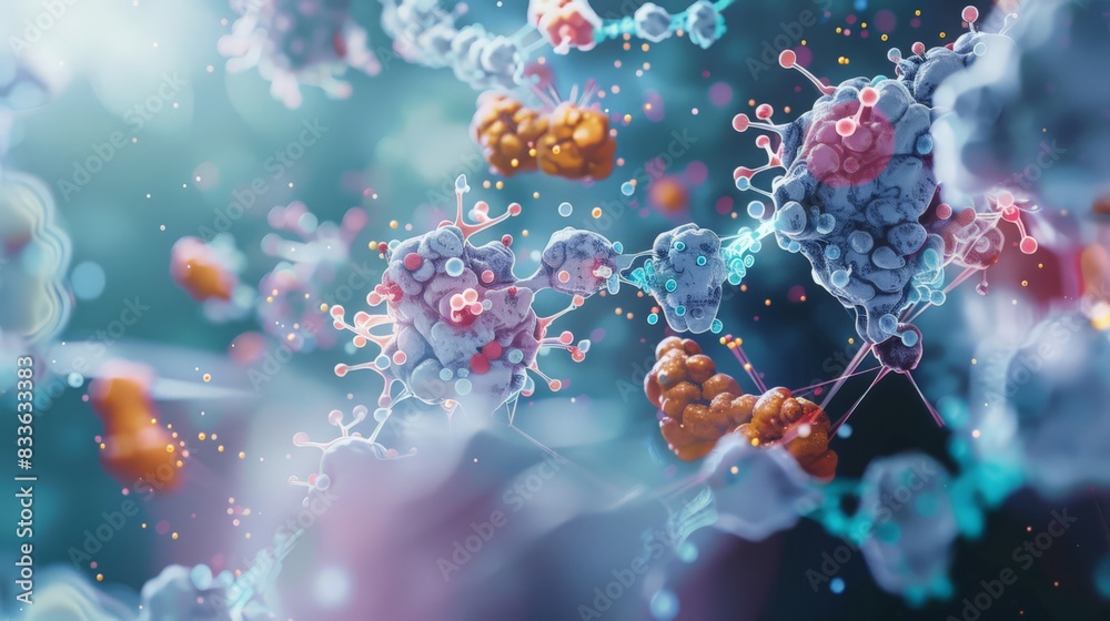 Fototapete An informative visual depicting the molecular basis of enzyme inhibition, explaining competitive and non-competitive inhibitors