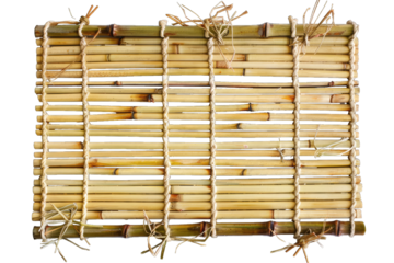 Natural bamboo sushi rolling mat isolated on transparent background