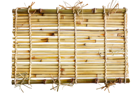 Natural bamboo sushi rolling mat isolated on transparent background