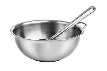 Stainless steel mixing bowl with a spoon, perfect for kitchen preparations and cooking needs. Ideal for baking, mixing, and serving.