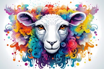 street graffiti design, colorful sheep graffiti