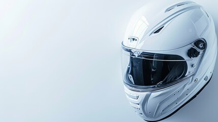 White motorcycle helmet isolated on white background.