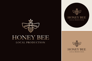 Bee logo design. Honey vector logo. Queen of bees