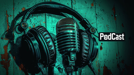 Podcast Microphone and Headphones Illustration