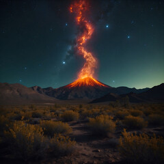 Fototapeta premium a galaxy is over a mountain with a galaxy in the background Exploring Shamanic Galactic Landscapes 