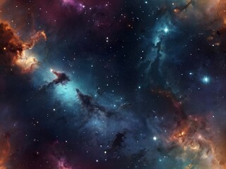 Obraz premium Space background with realistic nebula and shining stars. Colorful cosmos with stardust and milky way. Magic color galaxy. Infinite universe and starry night. Vector illustration AI Generative