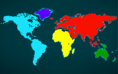 Abstract colorful world map. Technology image of globe. Graphic concept for your design