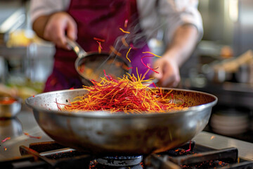 Using Saffron in Gourmet Cooking in High-End Kitchen