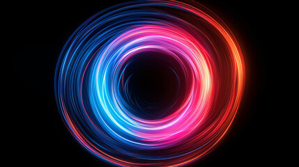 Vibrant red and blue energy flow circle on black background