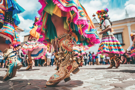 Bolivian Caporales Dancer in Traditional Costume at Street Parade