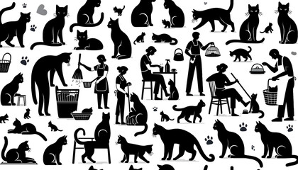 複数の猫のシルエット