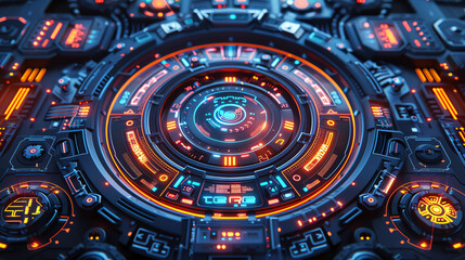 A highly detailed render of a futuristic control panel. Generative ai.