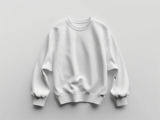 Plain white sweatshirt on white background. Mock up. Generative ai.