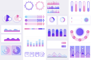 Bundle infographic UI, UX, KIT elements with charts, diagrams, workflow, flowchart, timeline, online statistics, marketing icons elements template. infographics set.