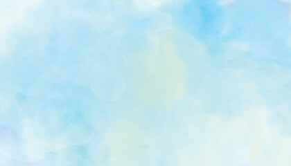 Pastel blue watercolor texture background with space. Blue cloudy sky background. Beautiful grunge blue background with space.