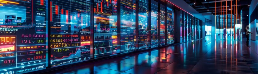 High-tech server room with digital data and secure network infrastructure, showcasing advanced technology and cybersecurity solutions.