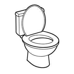 detailed vector image of an open toilet with a visible lid, showcasing bathroom essentials