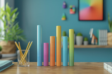 Obraz premium Graph charts that are models are inside the office. Show financial balance.