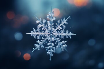 Capturing the intricate beauty of a unique snowflake crystal in stunning close-up macro photography, showcasing the delicate details and symmetrical patterns of nature's exquisite winter ice