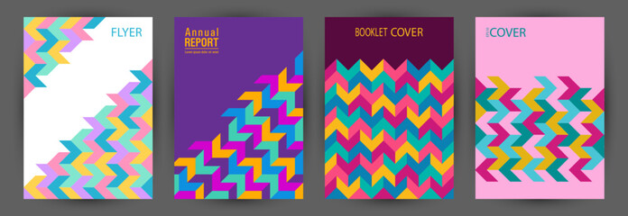 Business booklet cover template set vector design. Minimalist style hipster banner mockup set