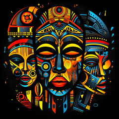 African tribal man mask It has amazing vivid colors.
