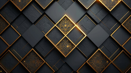 Wallpaper. Background. Geometric pattern with glowing golden highlights