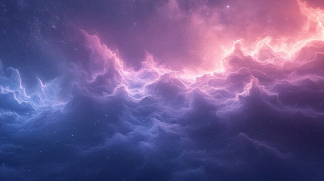 A dreamy pastel star-field, starry sky, with twinkling stars and nebulous clouds in shades of lilac and baby blue.