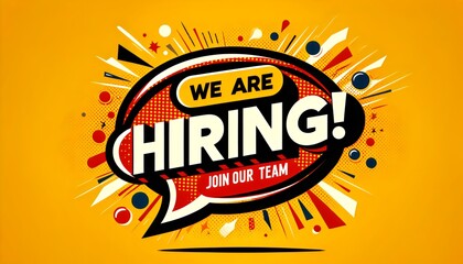  a dynamic and eye-catching design with the bold proclamation "We Are Hiring!" prominently displayed