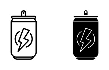 energy drink can icon set. aluminum soda can line art vector icon for apps and websites on white background.