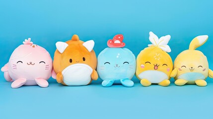 funny plush toys featuring different animal plushies, showcasing their cute and fluffy appearance in an inviting arrangement.