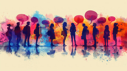 Silhouettes Engaged in Conversation