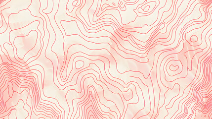 The stylized height of the topographic contour in lines and contours. The concept of a conditional geography scheme and the terrain path. Ultra wide size. red illustration.