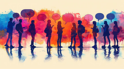 Fototapeta premium Silhouettes Engaged in Conversation