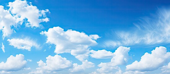 Beautiful blue sky with clouds background. Creative banner. Copyspace image