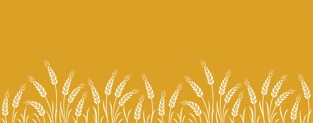 yellow wheat, oat, rye seamless food stripe with stalks