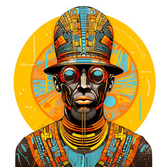 African tribal man with beautiful brightly colored costume