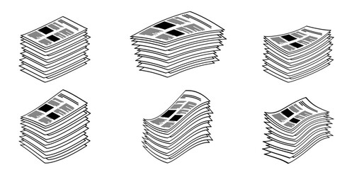 Writing paper. Cartoon empty A4 or A3 copy paper, stacked paper. Flat paper stack. Document, paperwork. Stationery stacked papers icon. Pile papers, file, web icon. Printouts, hardcopy documents. 