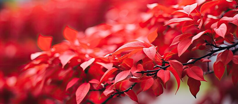 Nature red leaves of iresine herbstii in the garden. Creative banner. Copyspace image