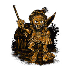 A warrior from a Papuan tribe is holding a spear