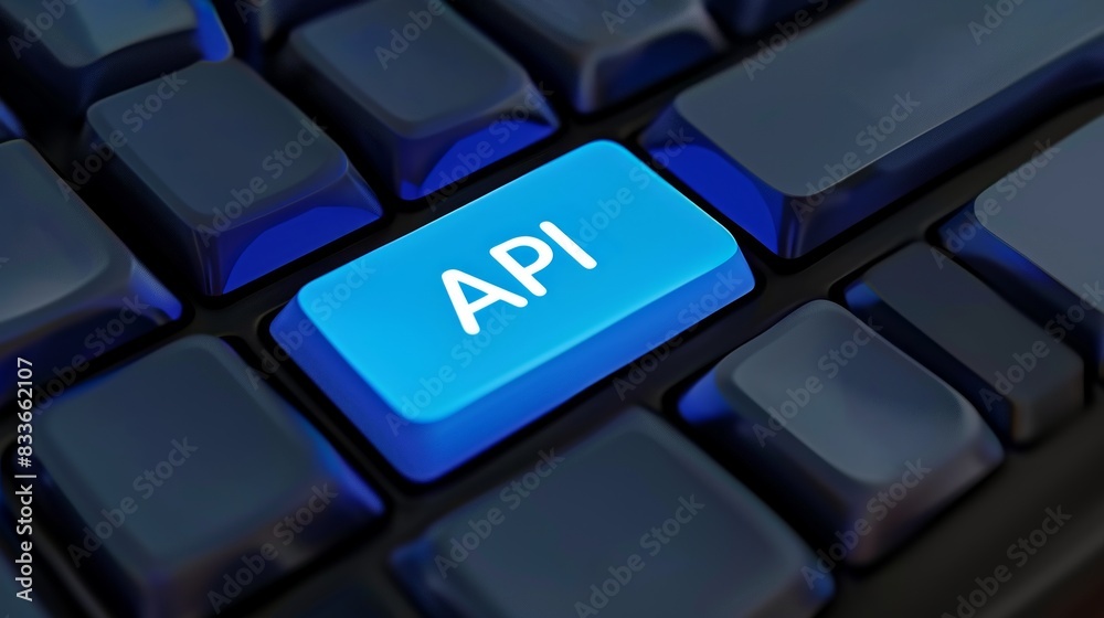 Wall mural a blue keyboard button with the word api