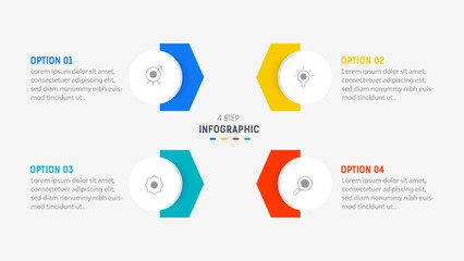 Four Step Infographic element design Vector template for presentation. process diagram and presentations step, workflow layout, banner, flow chart, info graphic vector illustration.
