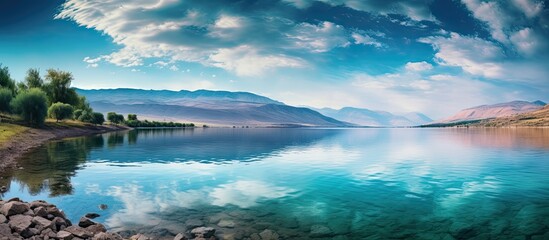 A general view of Lake of Seven Colors. Creative banner. Copyspace image - Powered by Adobe