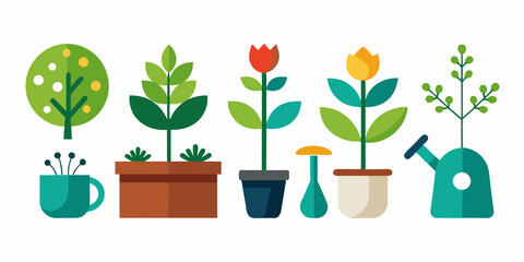 Planting Icons on a white background
