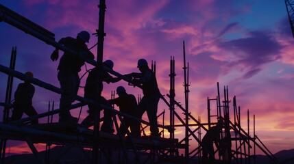The silhouette of construction workers