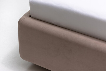 Bed in bedroom close-up home comfort textile