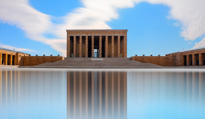 Anitkabir, Mausoleum of Ataturk with bright cloudy sky, Ankara Turkey