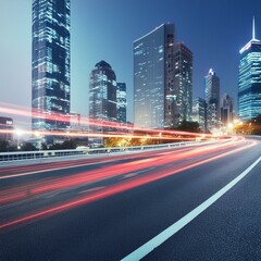 Fototapeta premium The car light trails in the city