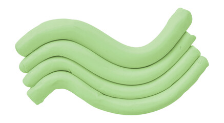 Green plasticine isolated on transparent background.