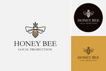 Bee logo design. Honey vector logo. Queen of bees
