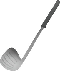 Cartoon golf club, gray iron head, black leather handle.eps